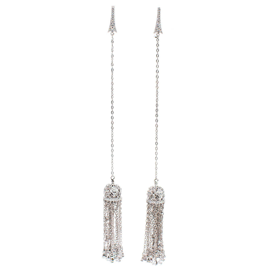 Yana Jewellery Sterling Silver Rock Crystal & Topaz Tassel Earrings