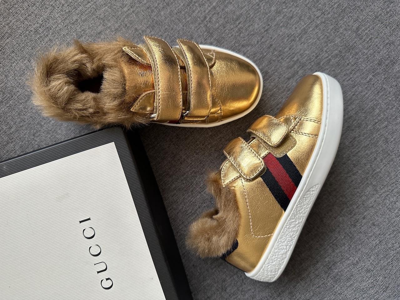 Gucci Gold Fur Lined Sneakers