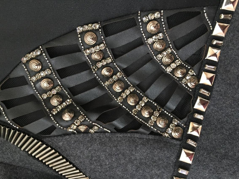 Alberta Ferretti Grey Embellished Silk Dress