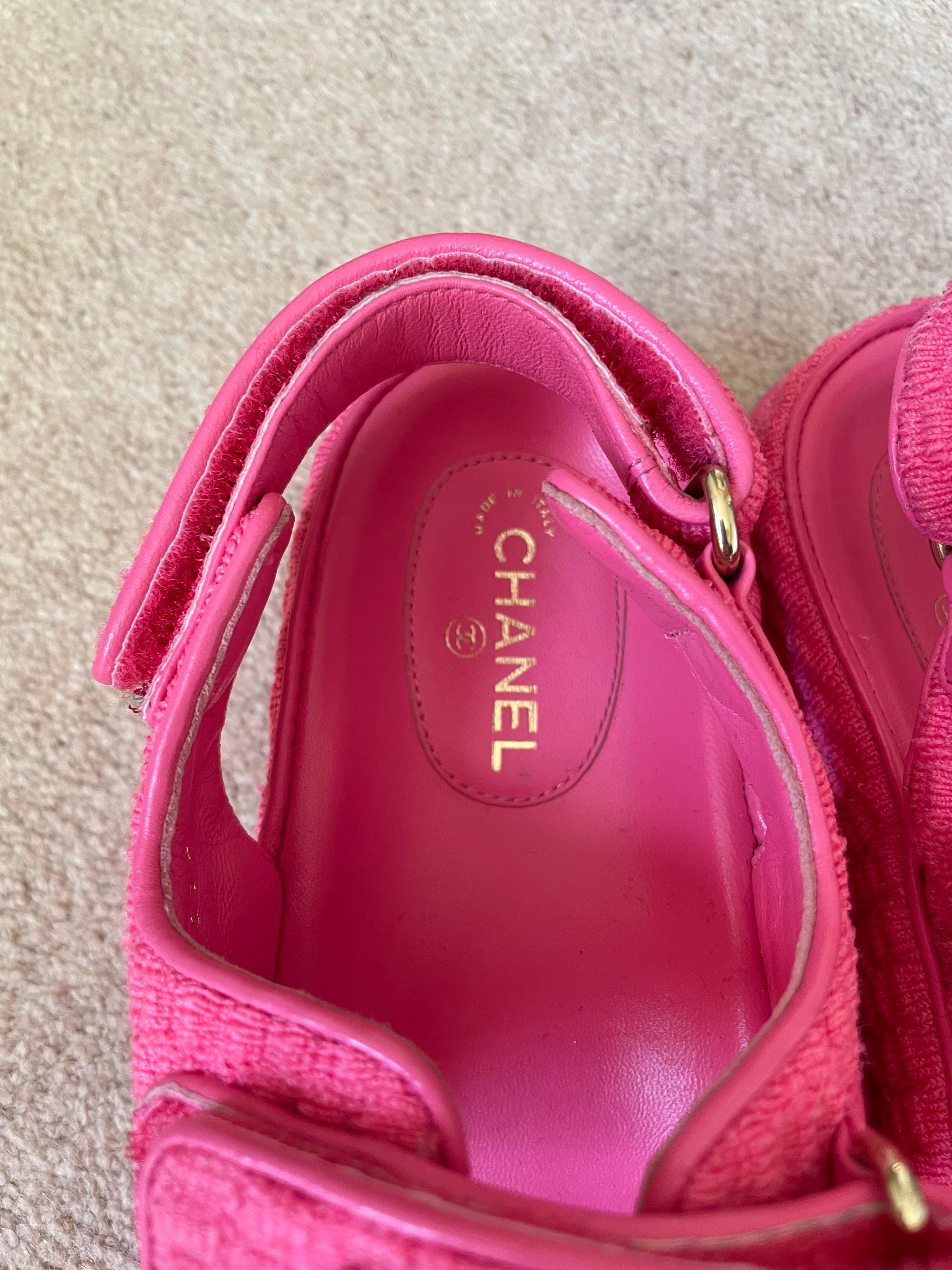 Chanel Pink Tweed Dad Sandals
