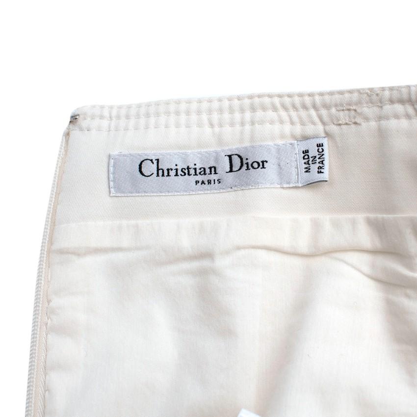 Dior Ivory Cotton Blend Midi Puff-Sleeve Dress