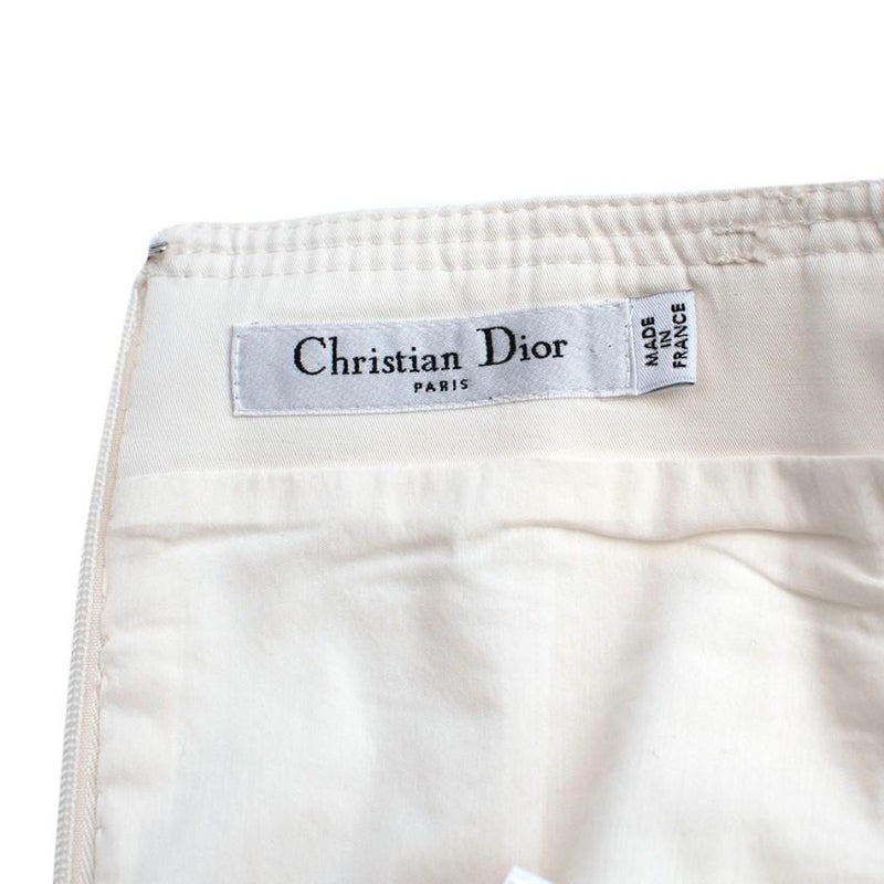 Dior Ivory Cotton Blend Midi Puff-Sleeve Dress
