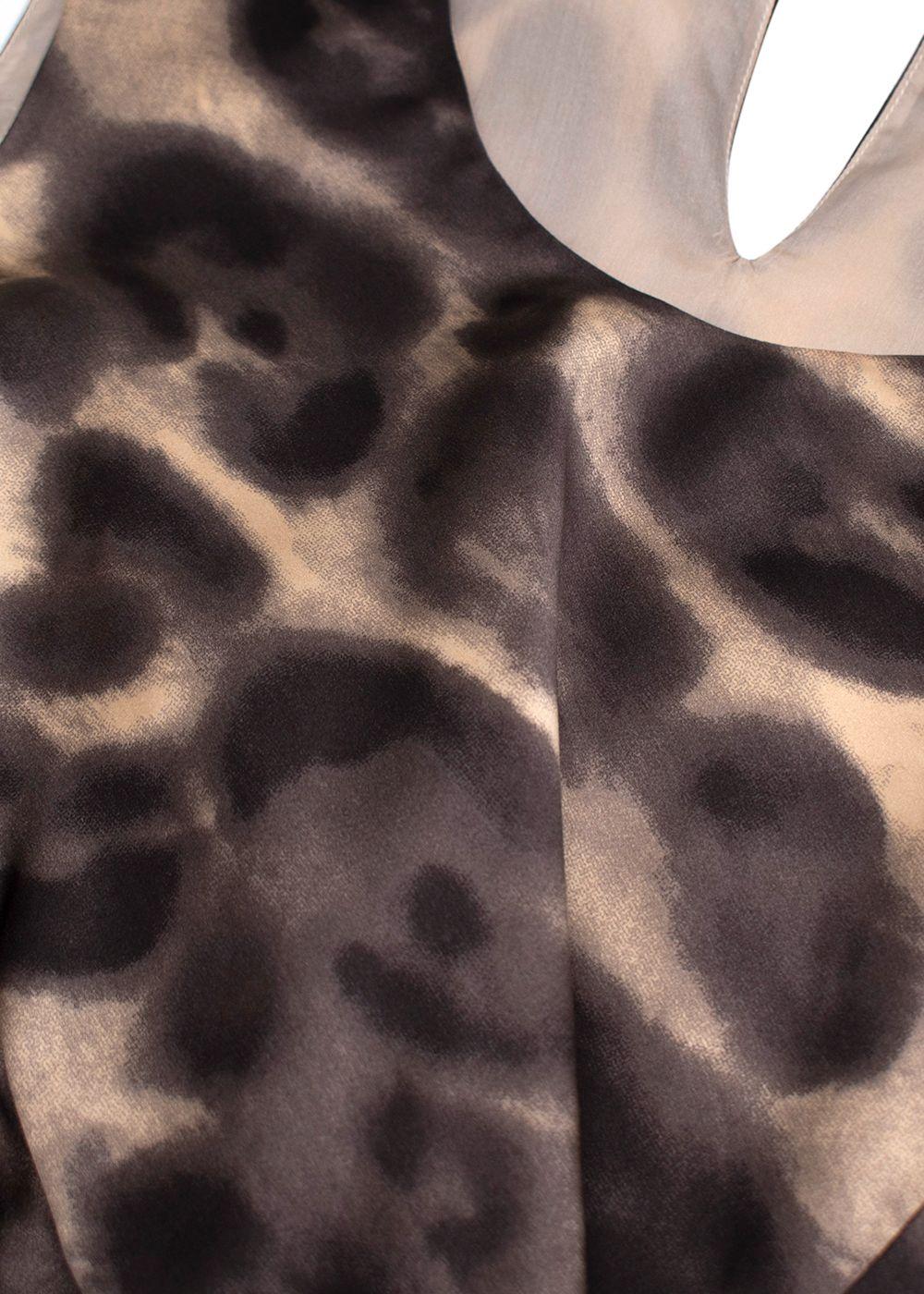 Prada Brown Leopard Print Silk Top