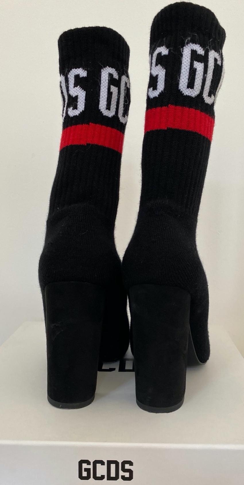 GCDS Black Logo Intarsia Sock Boots