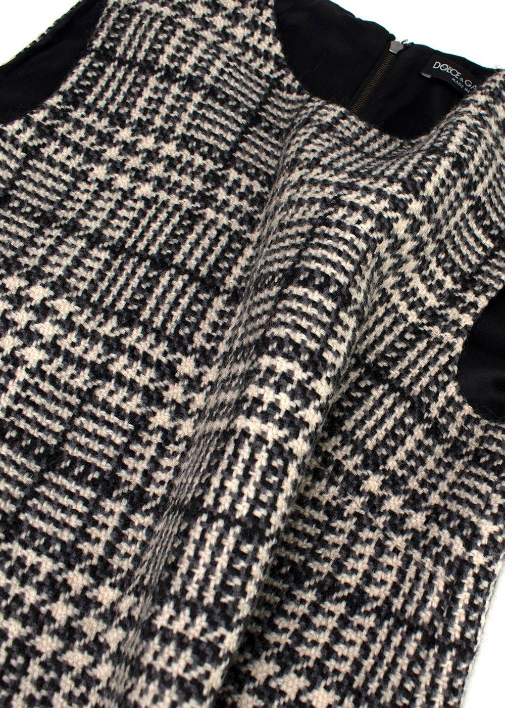 Dolce & Gabbana Grey Plaid Woollen Mini Dress