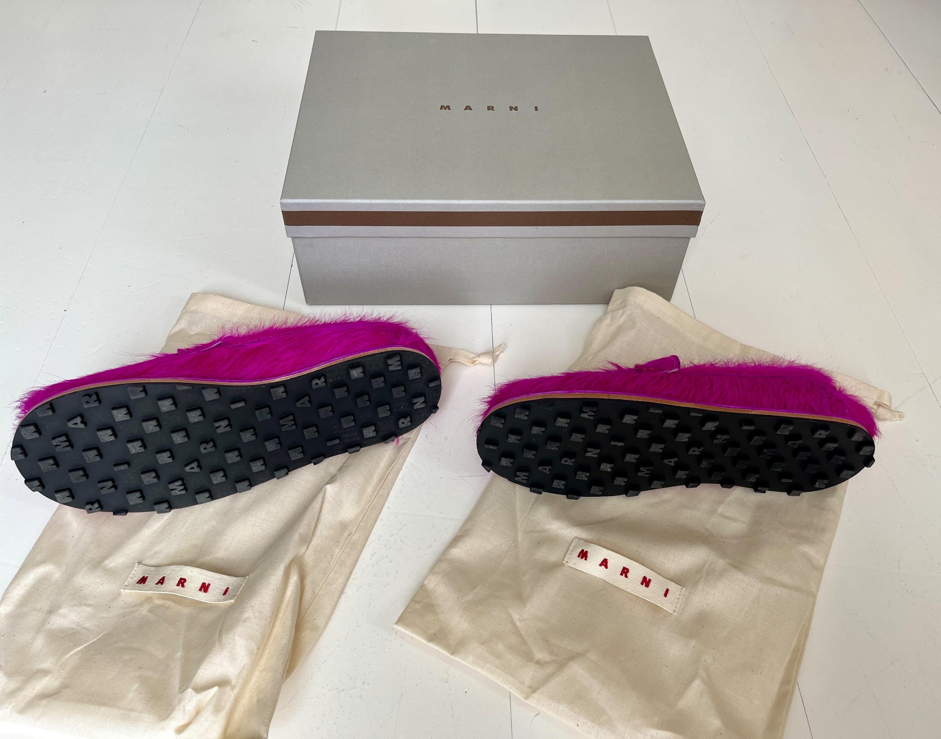 Pink Long Calf Hair Loafers
