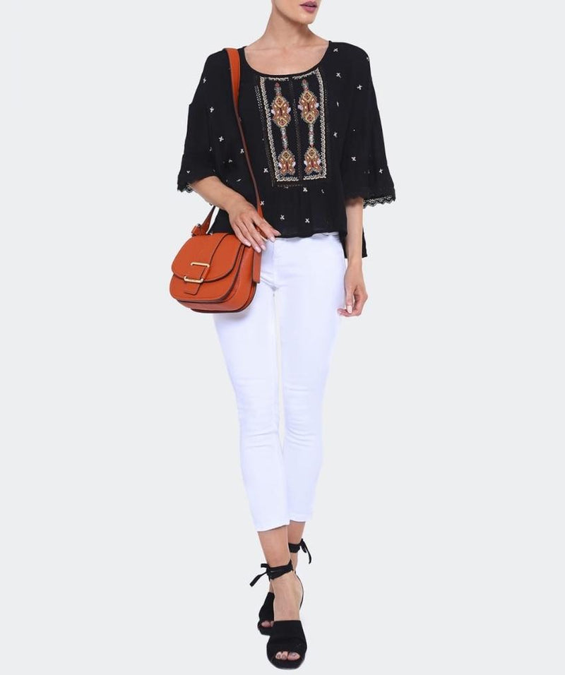 Velvet by Graham & Spencer embroidered alasdair top