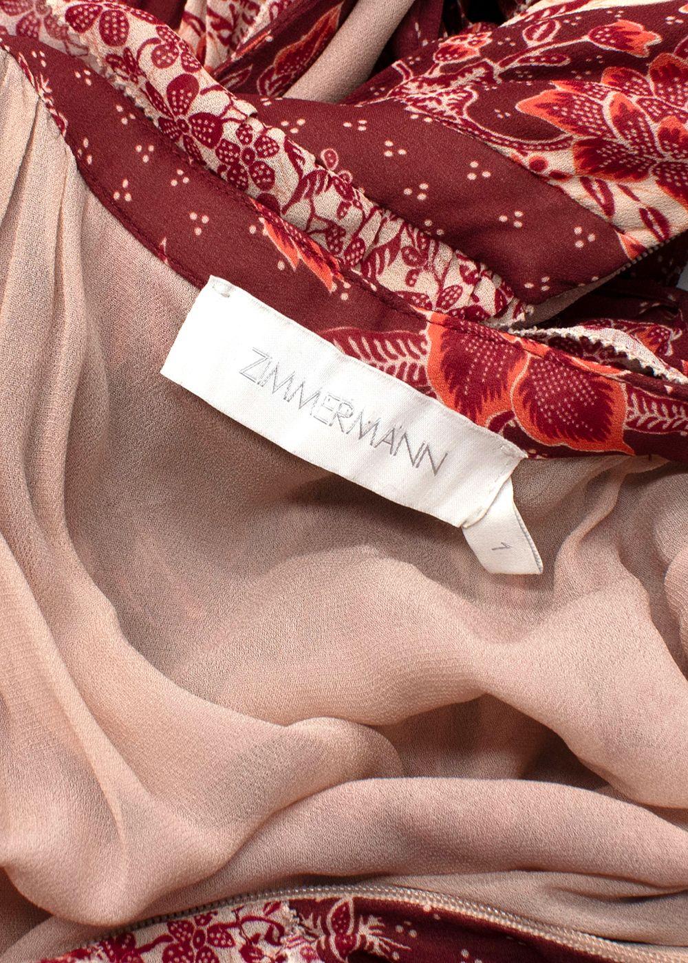 Zimmermann Red Eyes On Summer Lace-up Printed Chiffon Maxi Dress