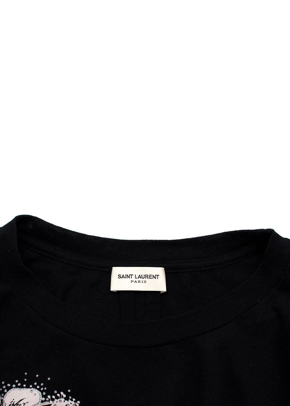 Saint Laurent Black Hibiscus Flower Print Top