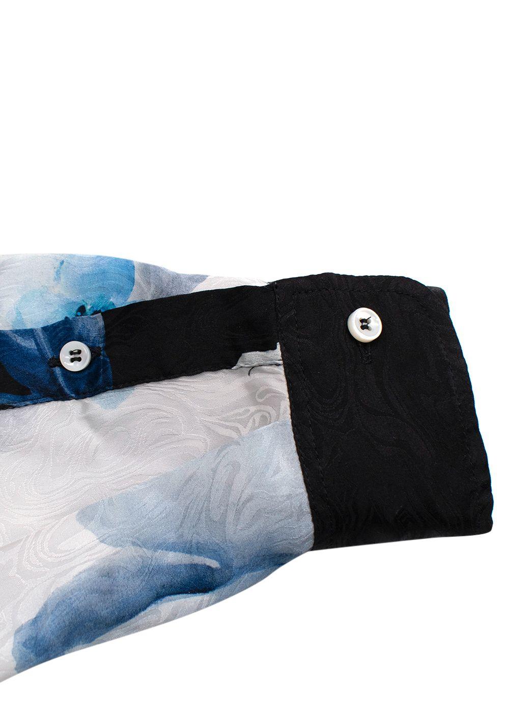 Off White Blue and Black Floral Shirt
