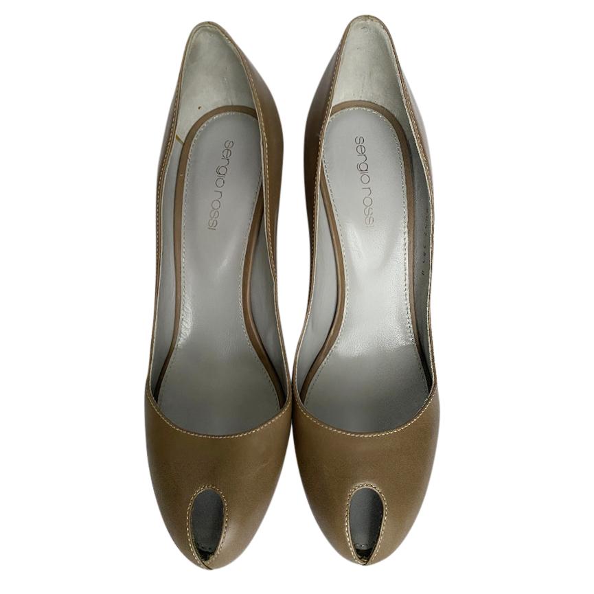 Sergio Rossi Khaki Leather Pumps