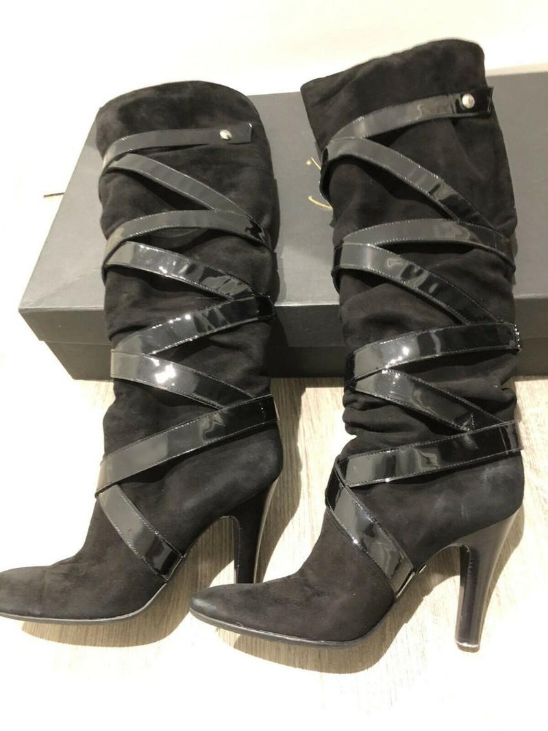 Giuseppe Zanotti Suede & Patent Leather Heeled Long Boots