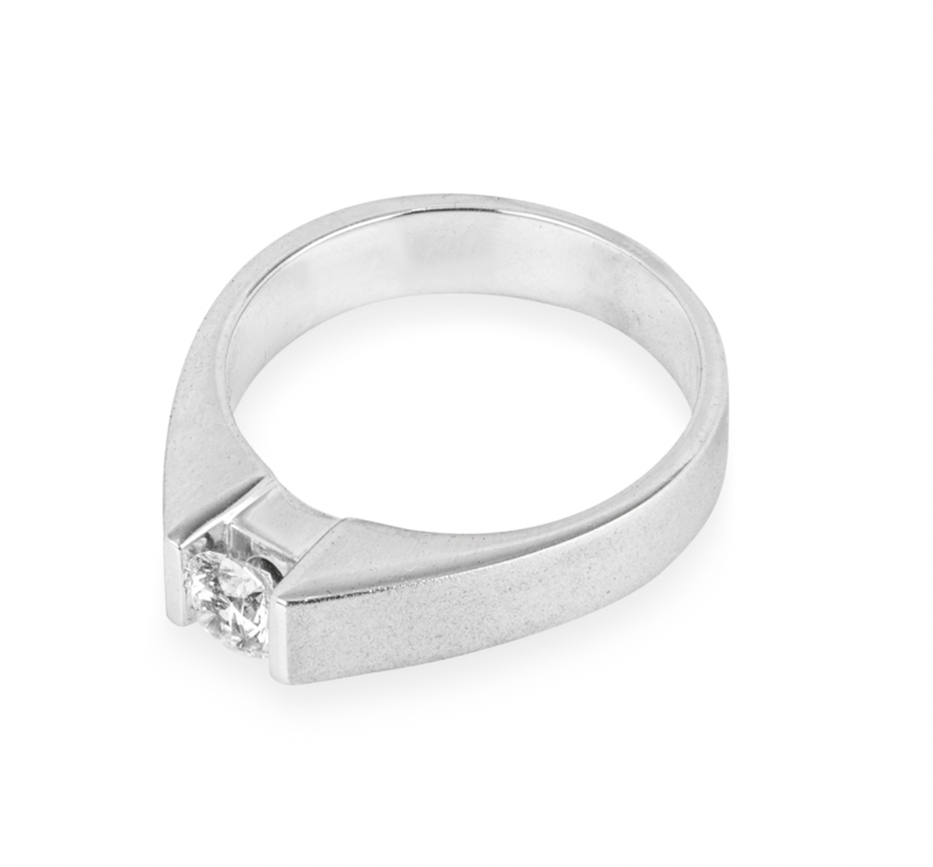 0.47ct Tension Set Diamond White Gold Ring - Size 59