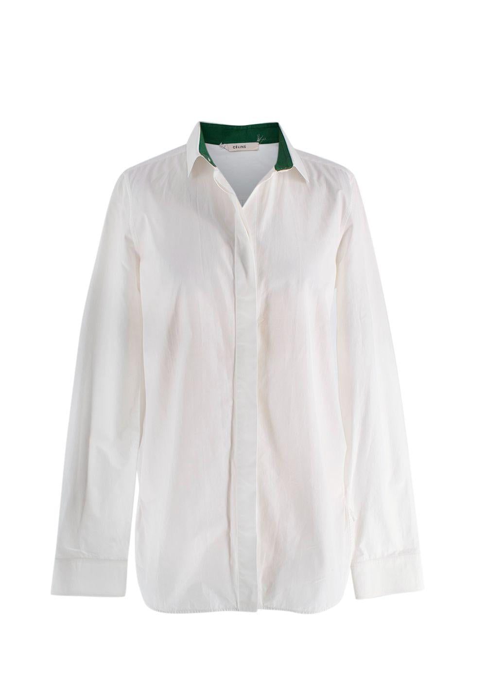 Celine White Collared Cotton Shirt