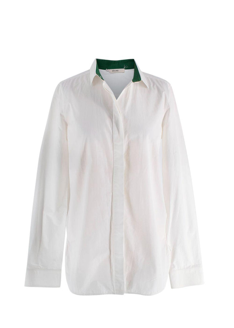 Celine White Collared Cotton Shirt