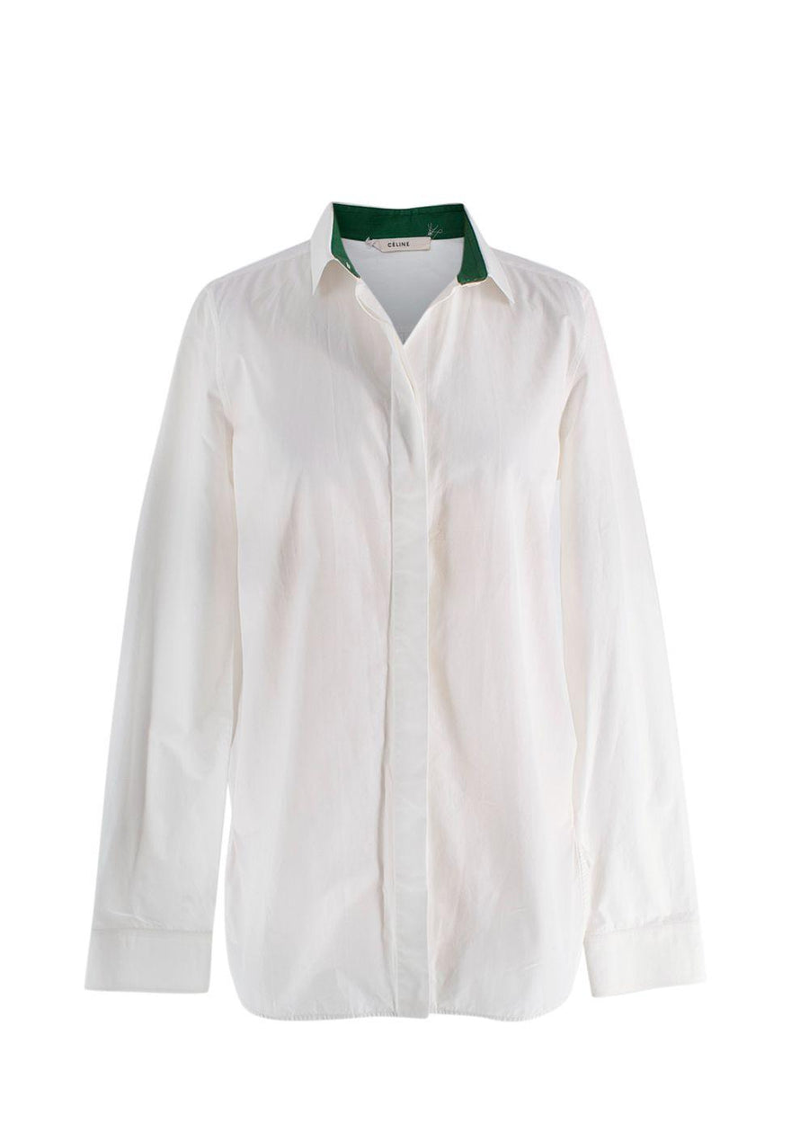 Celine White Collared Cotton Shirt