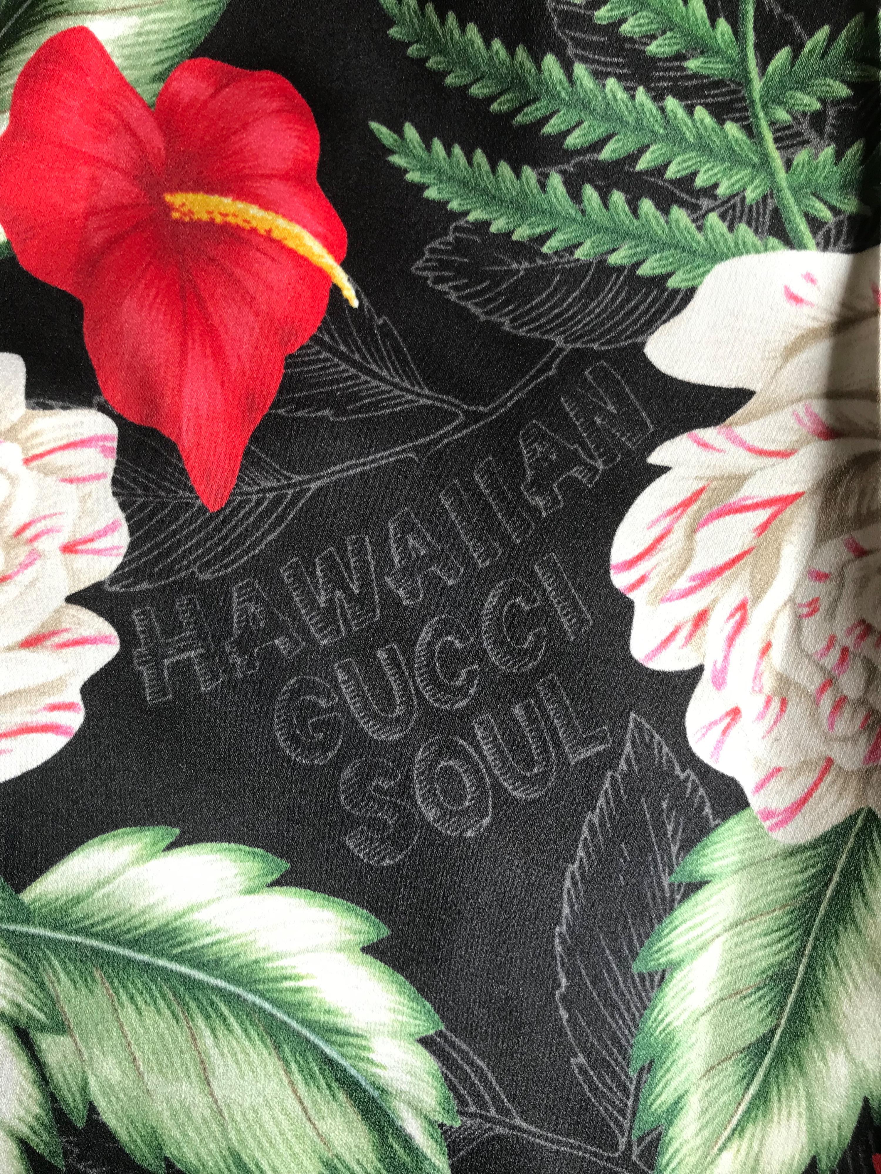 Hawaiin Printed Black Silk Sleeveless Dress