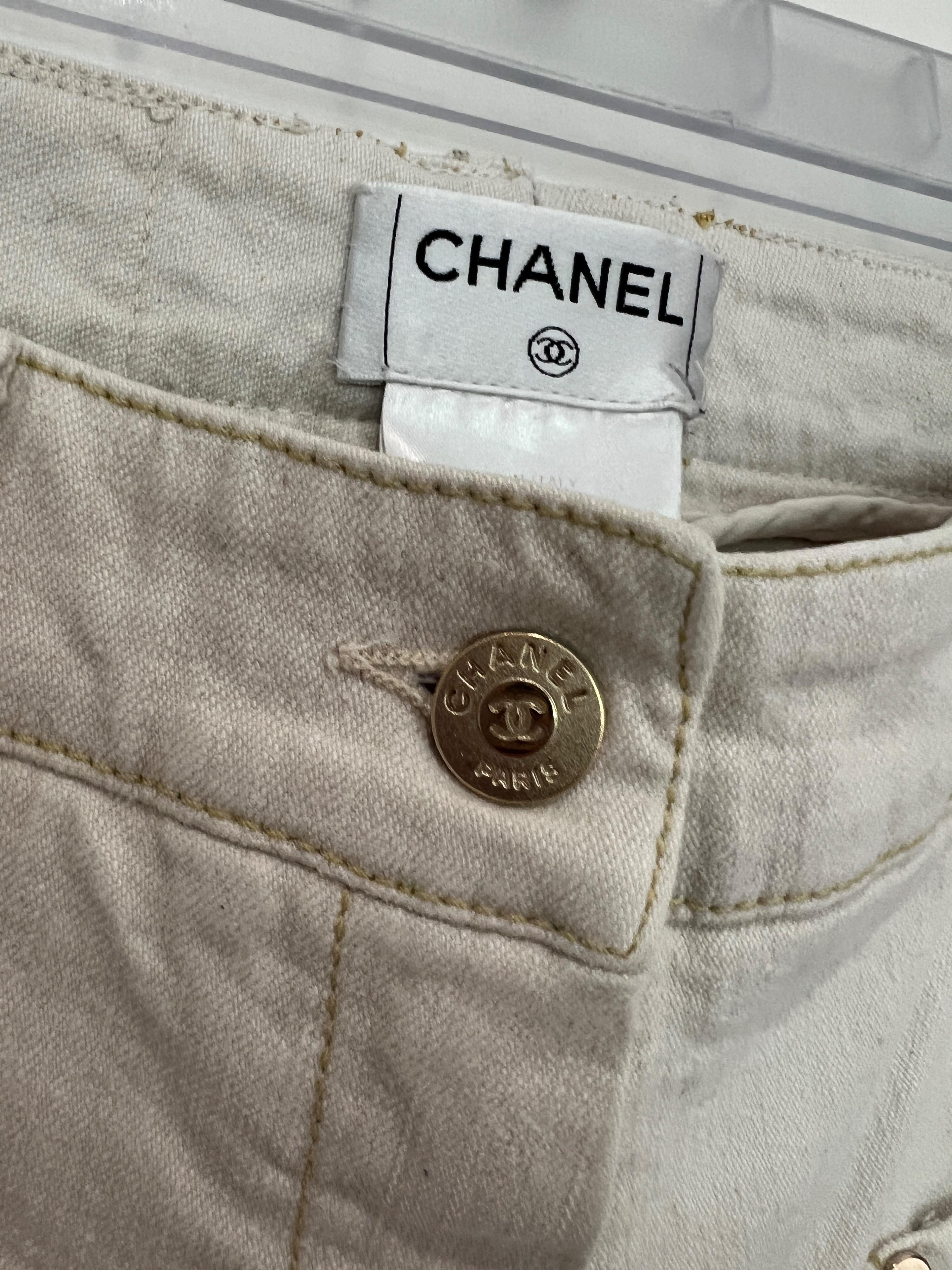 White Pocket Detail Straight Leg Jeans