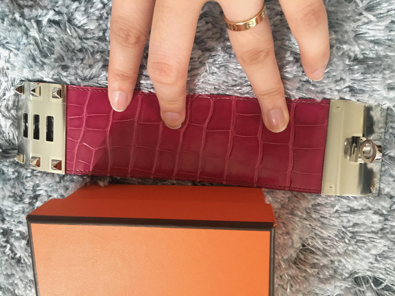 Hermes Rose Scheherazade Kelly Dog Cuff