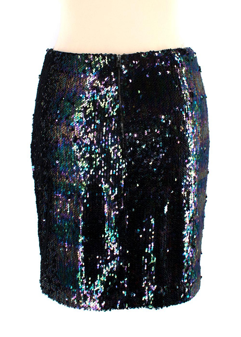 Alexander Terekhov Teal and Purple Sequin Mini Skirt