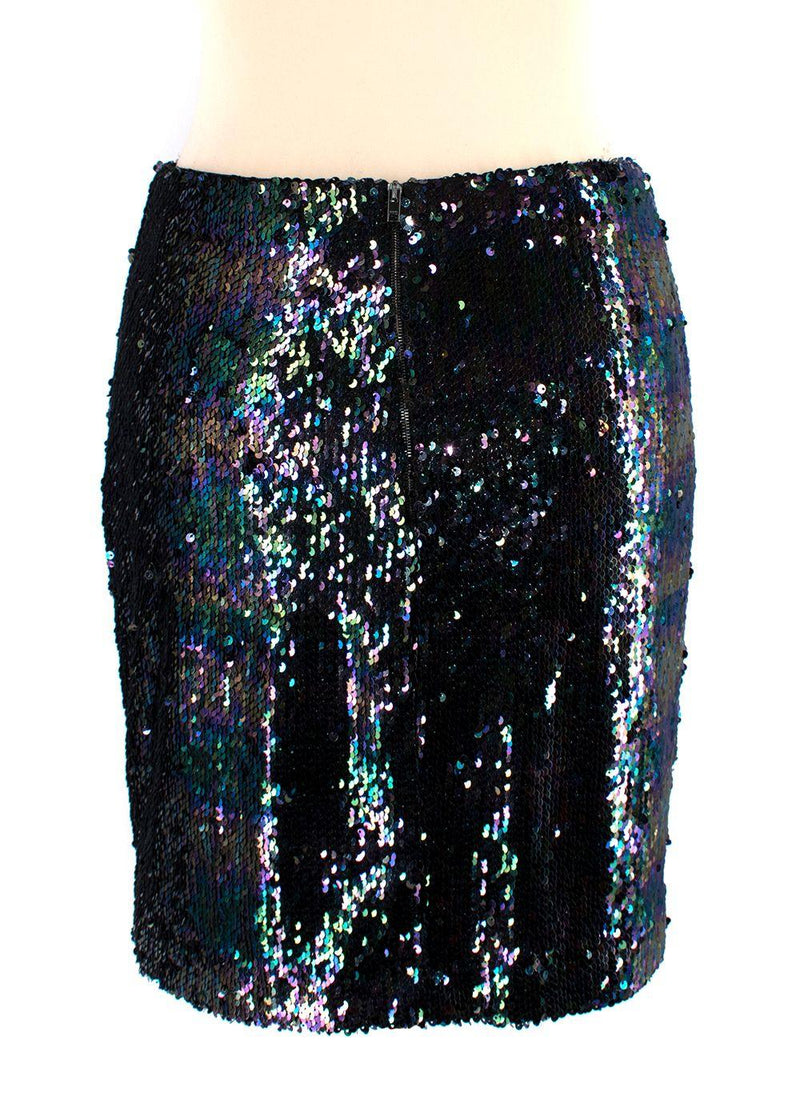 Alexander Terekhov Teal and Purple Sequin Mini Skirt