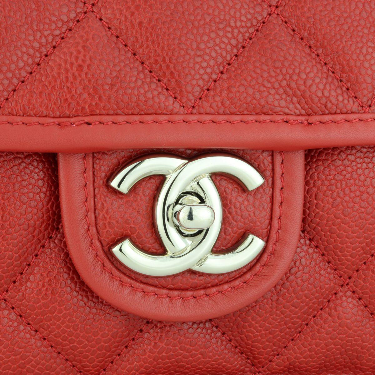 Chanel Red Caviar Leather French Riviera Flap Bag