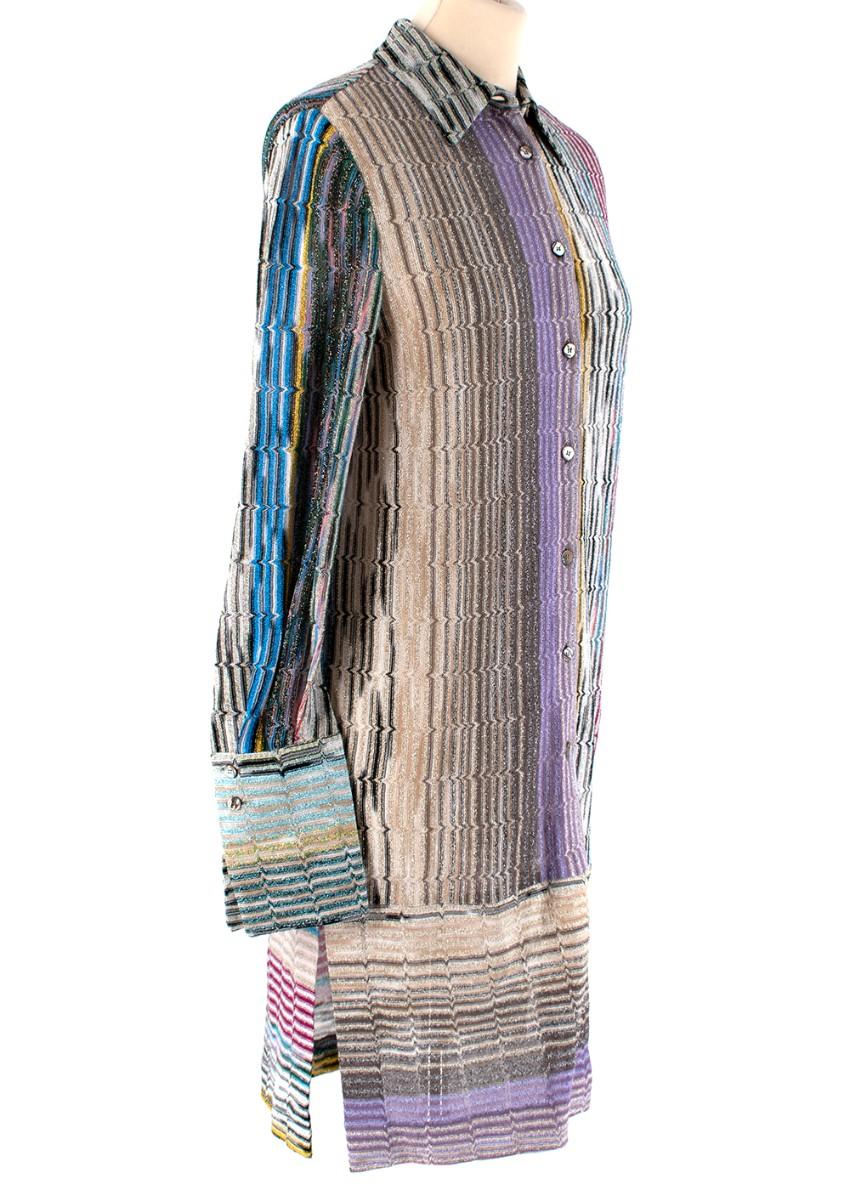 Missoni metallic knit button down shirt dress