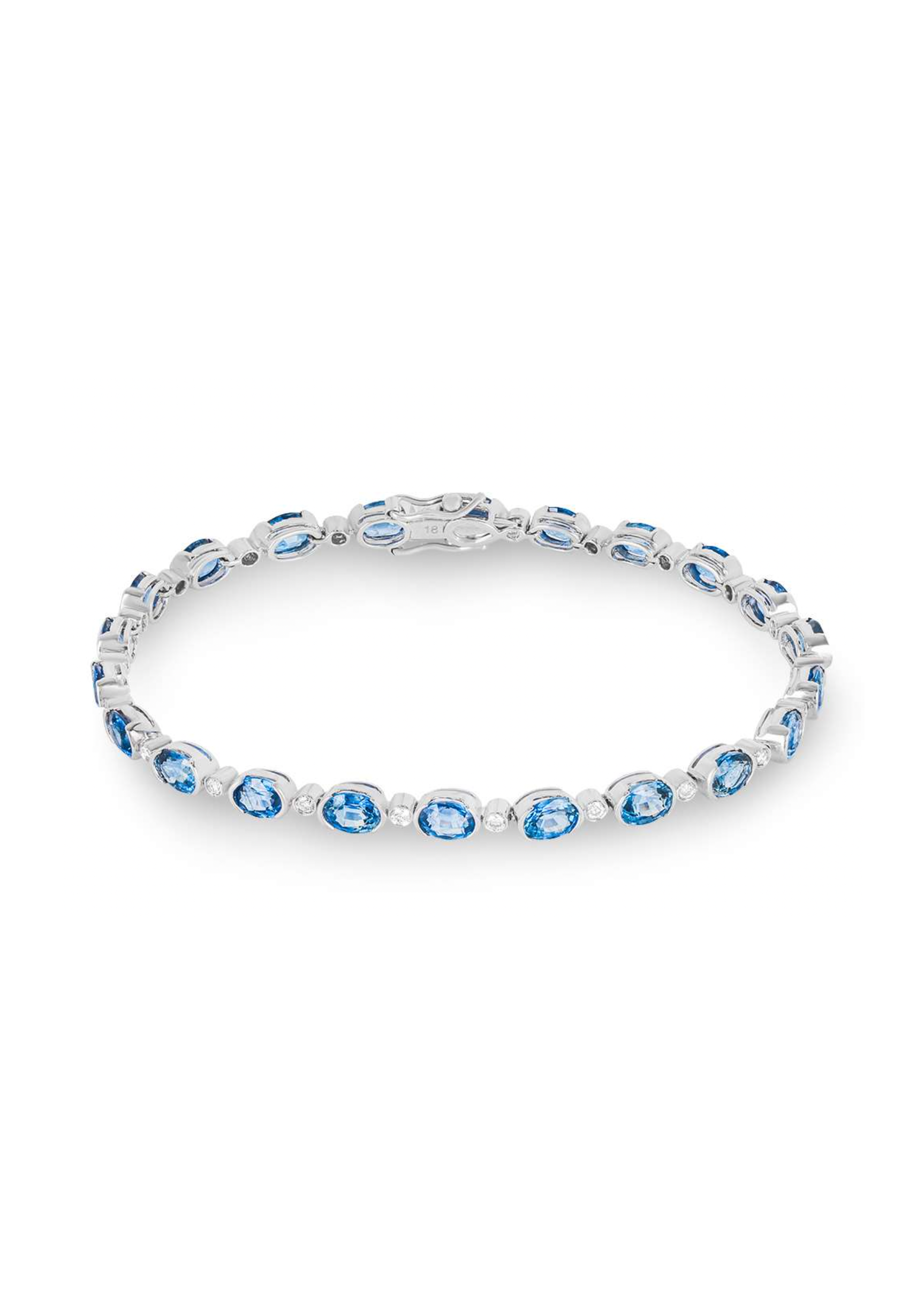 18ct White Gold Diamond & Sapphire Line Bracelet