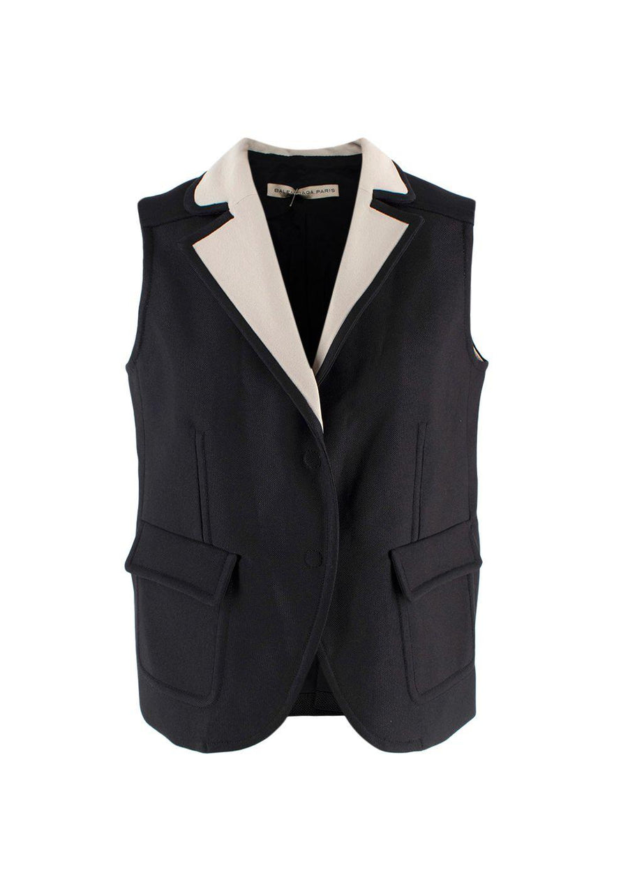 Balenciaga Black Contrast Trim Waistcoat