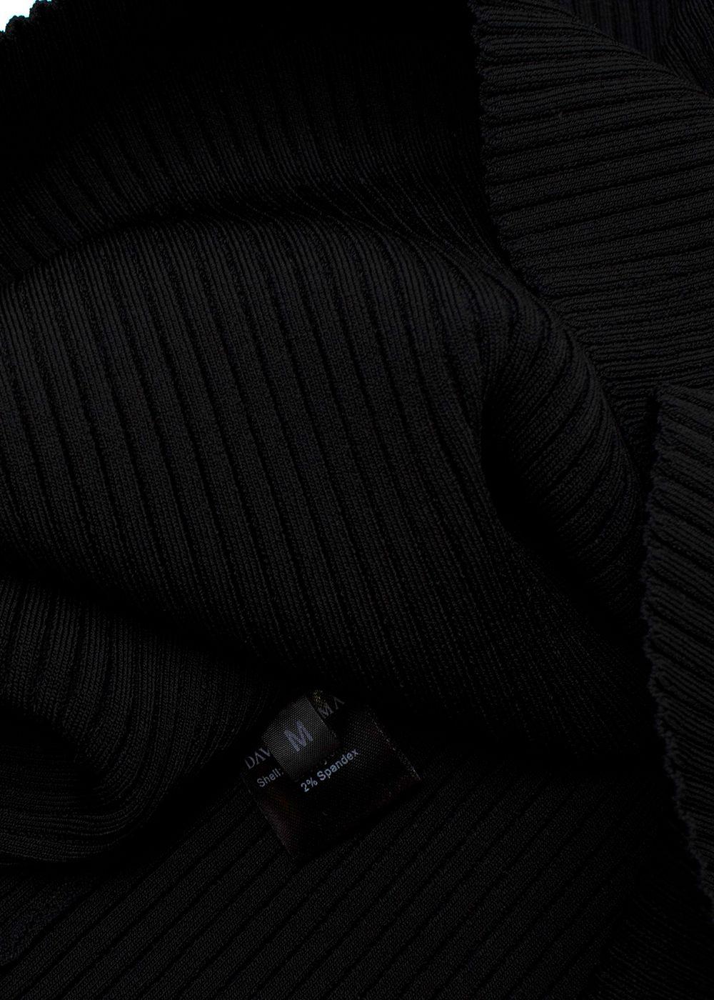 David Koma Black Ribbed Cut Out Mini Dress
