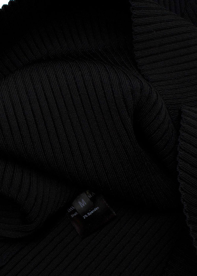 David Koma Black Ribbed Cut Out Mini Dress