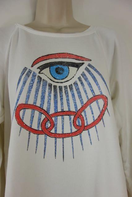 Ivory Evil Eye Print Cotton Jersey Sweatshirt