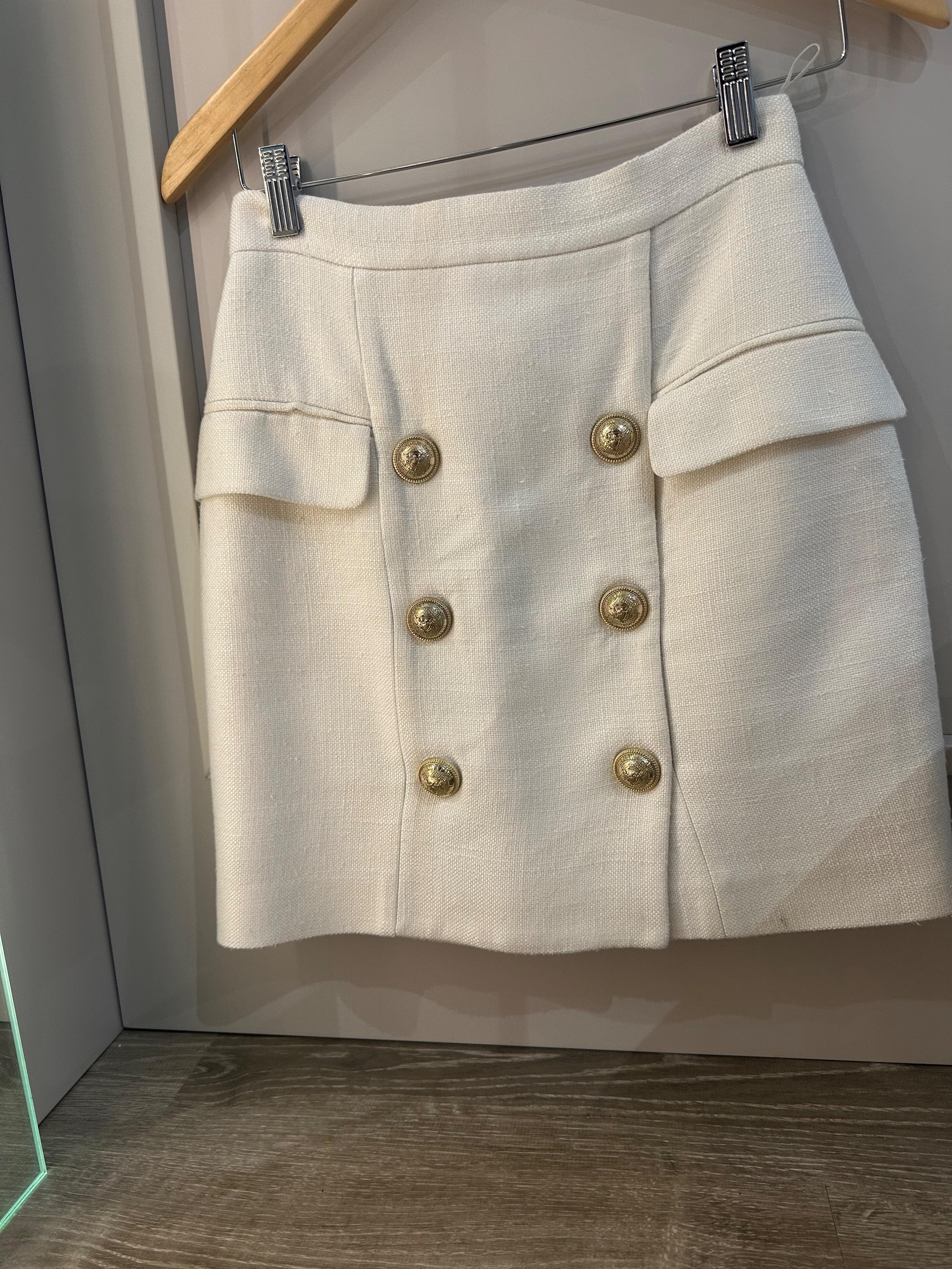 High-Waist Grain De Poudre Mini Skirt