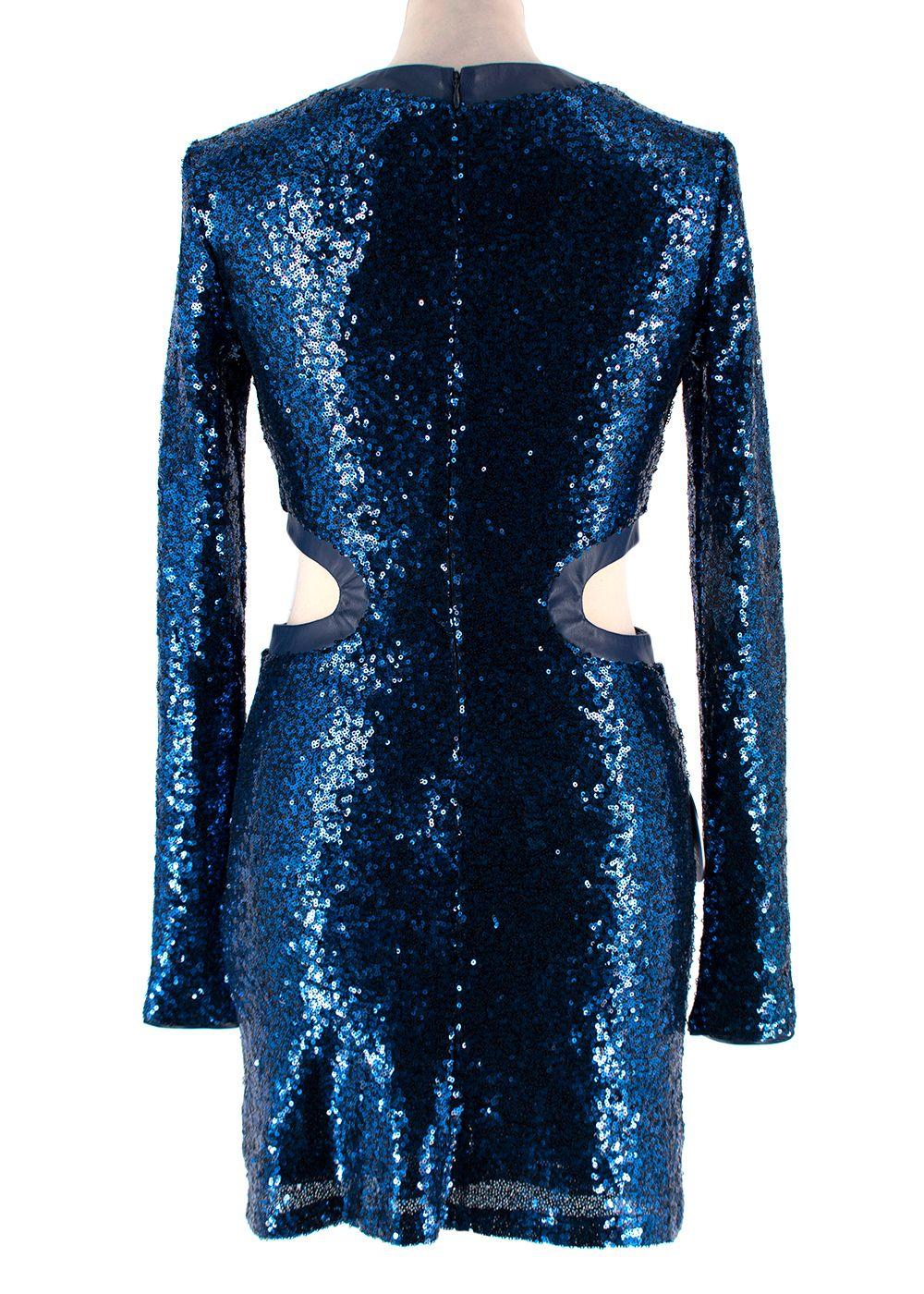 Staud Cobalt Sequin Long Sleeve Mini Dolce Dress