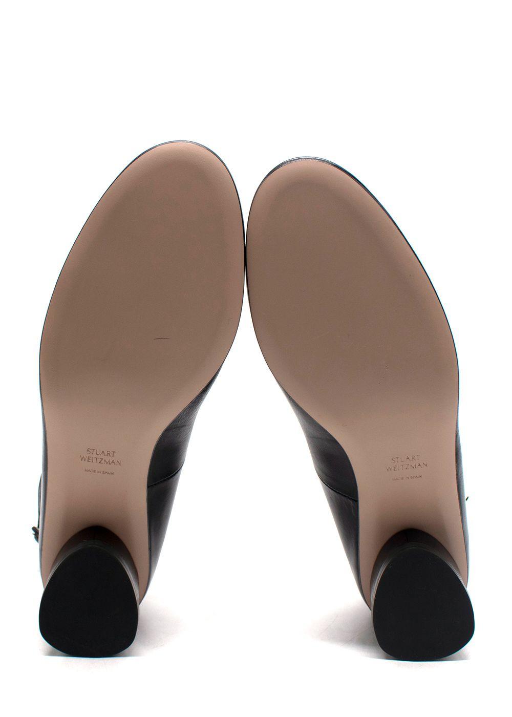 Stuart Weitzman Black Round Toe Ankle Strap Pumps