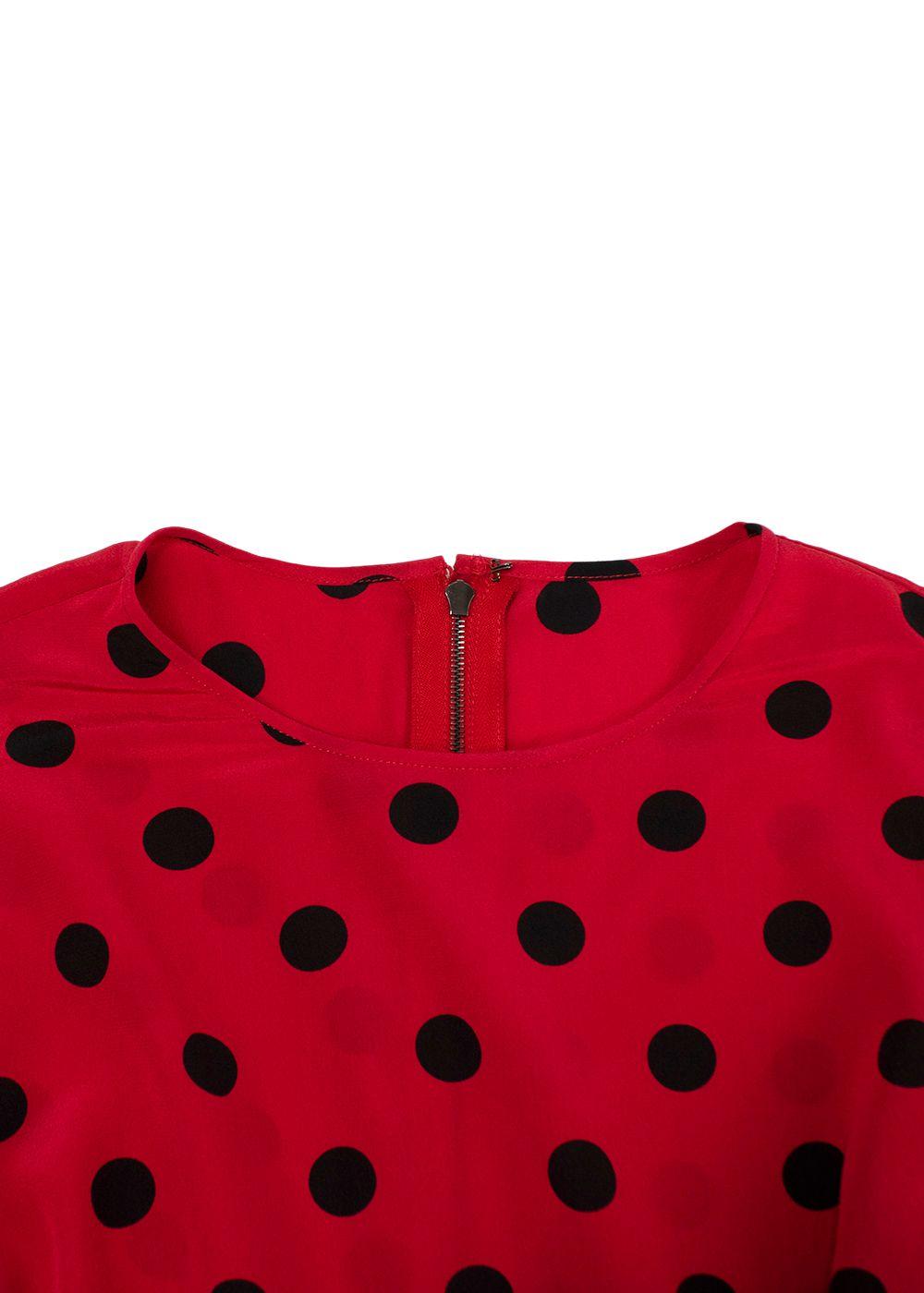Dolce & Gabbana Red and Black Polka Dot Blouse