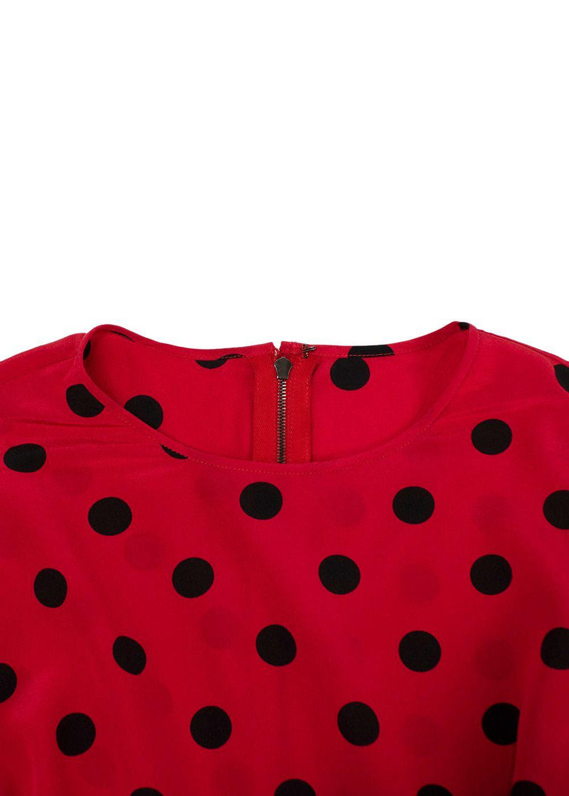 Dolce & Gabbana Red and Black Polka Dot Blouse