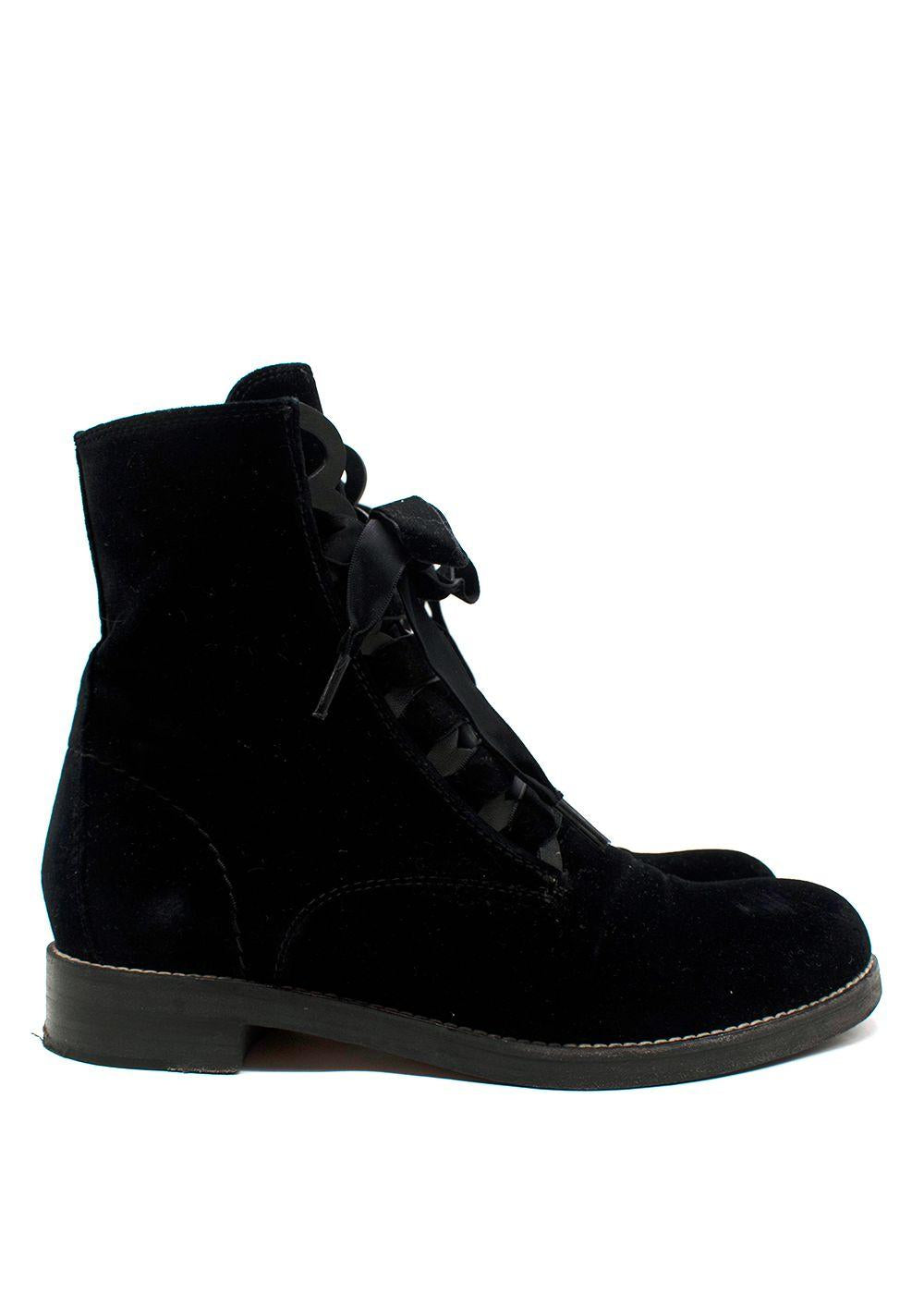 Chloe Black Velvet Combat Boots