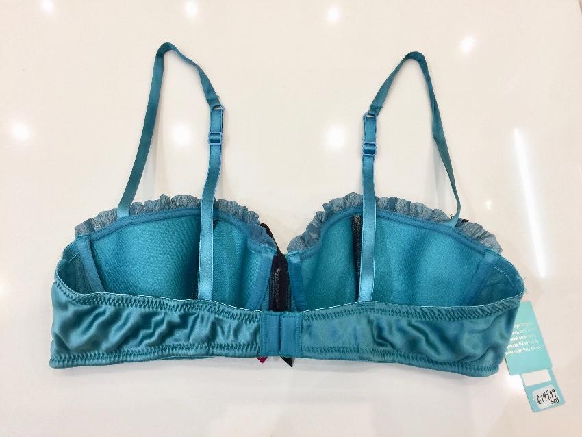 Spoyit Teal Silk Half Cup Bra & Brief Set