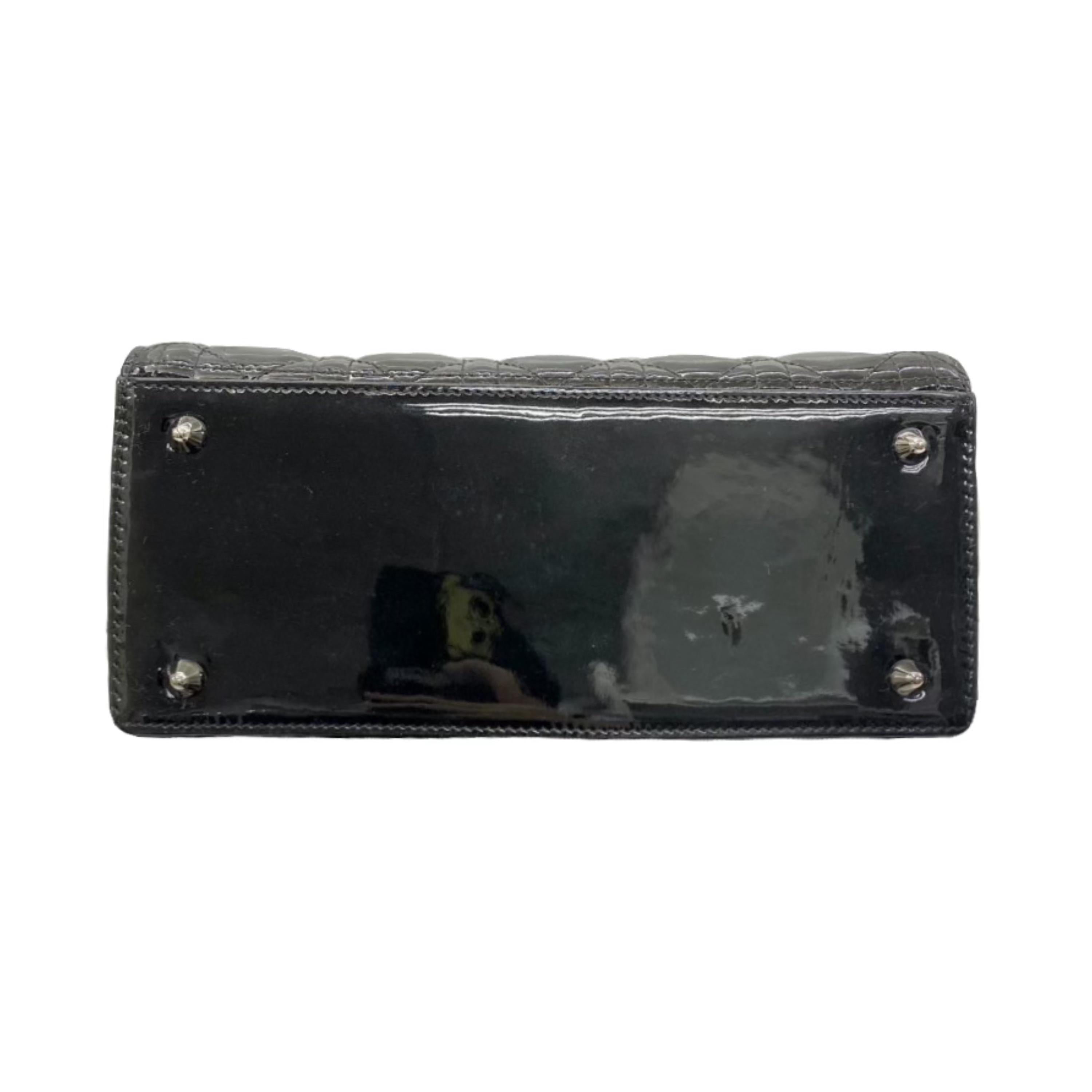 Dior Black Patent Leather Medium Lady Dior