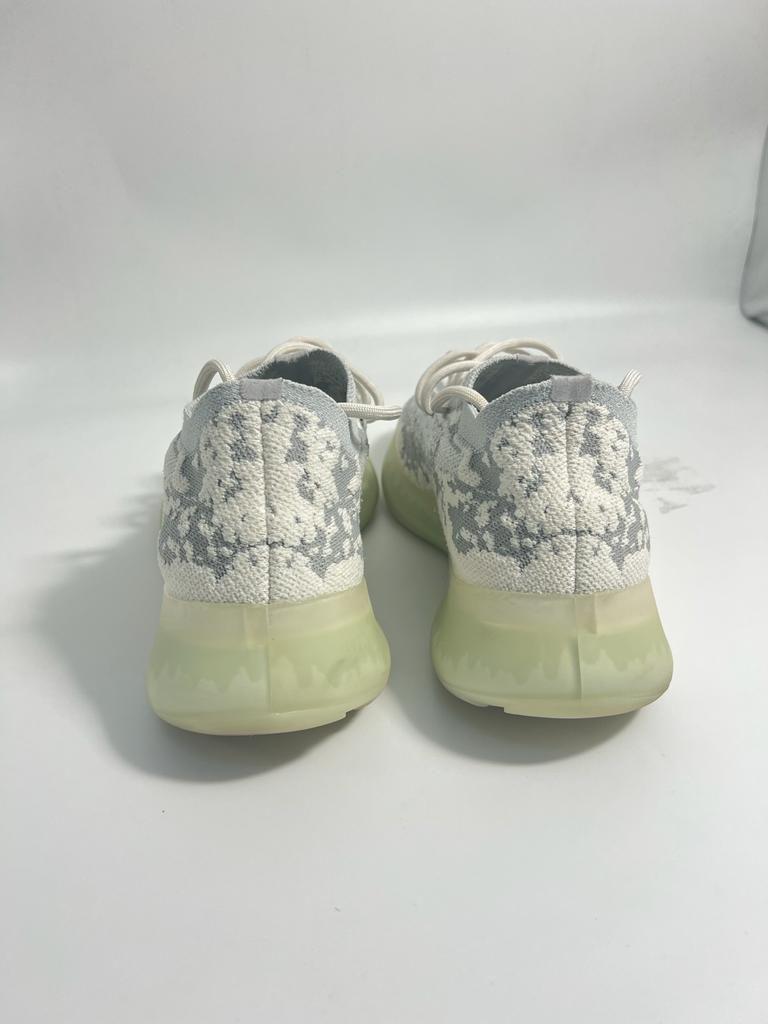 Grey & White Stretch-Knit Boost 350 Sneakers