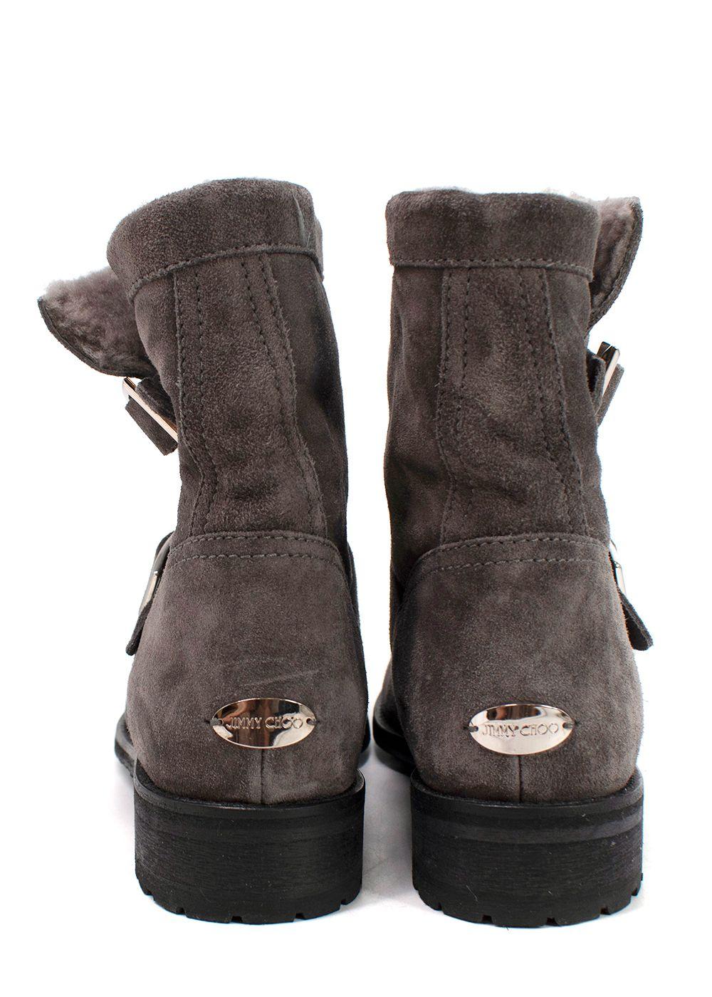 Jimmy Choo Grey Suede Youth II Buckled Suede Ankle Boots