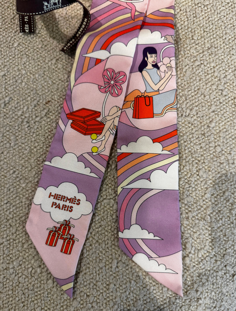Hermes Carres Volants Silk Twilly Scarf