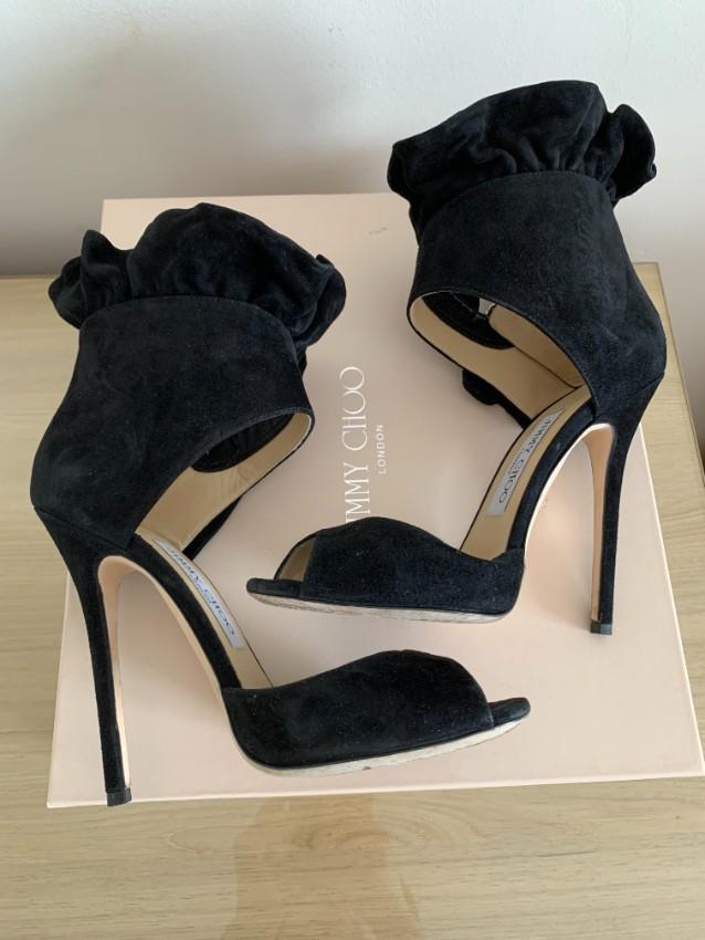 Jimmy Choo Black Katarina Ruffled Sandals