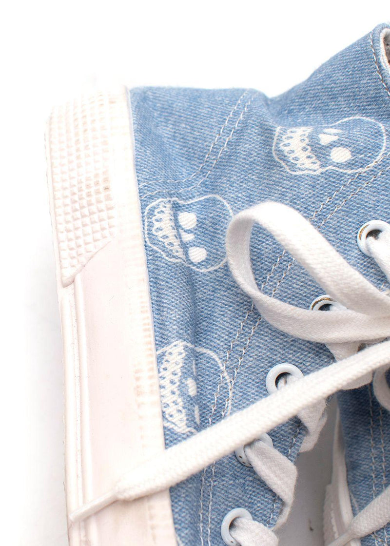 Skull Print Light Blue Lace Up High Top Trainers