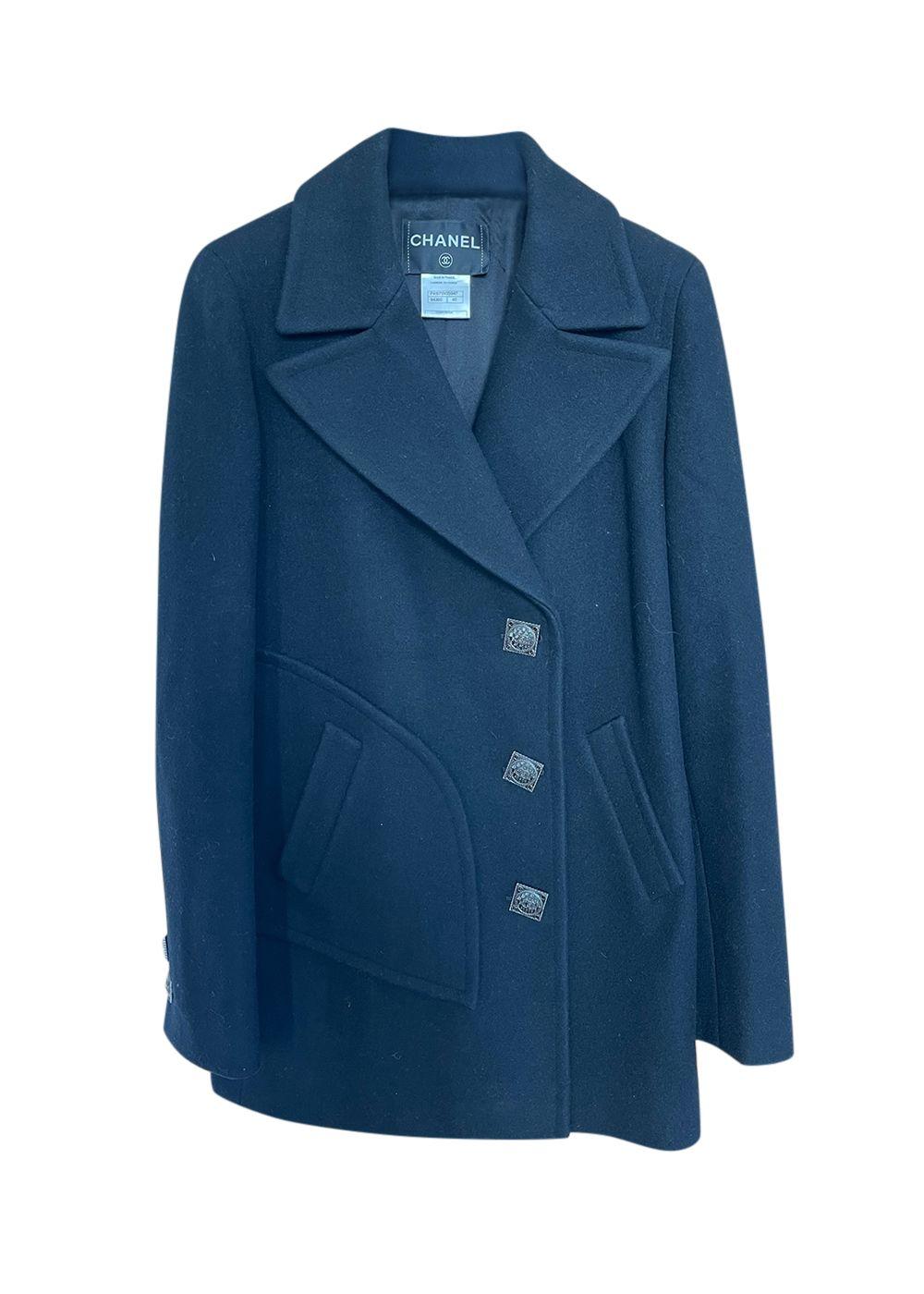 Chanel Black Wool Pea Coat