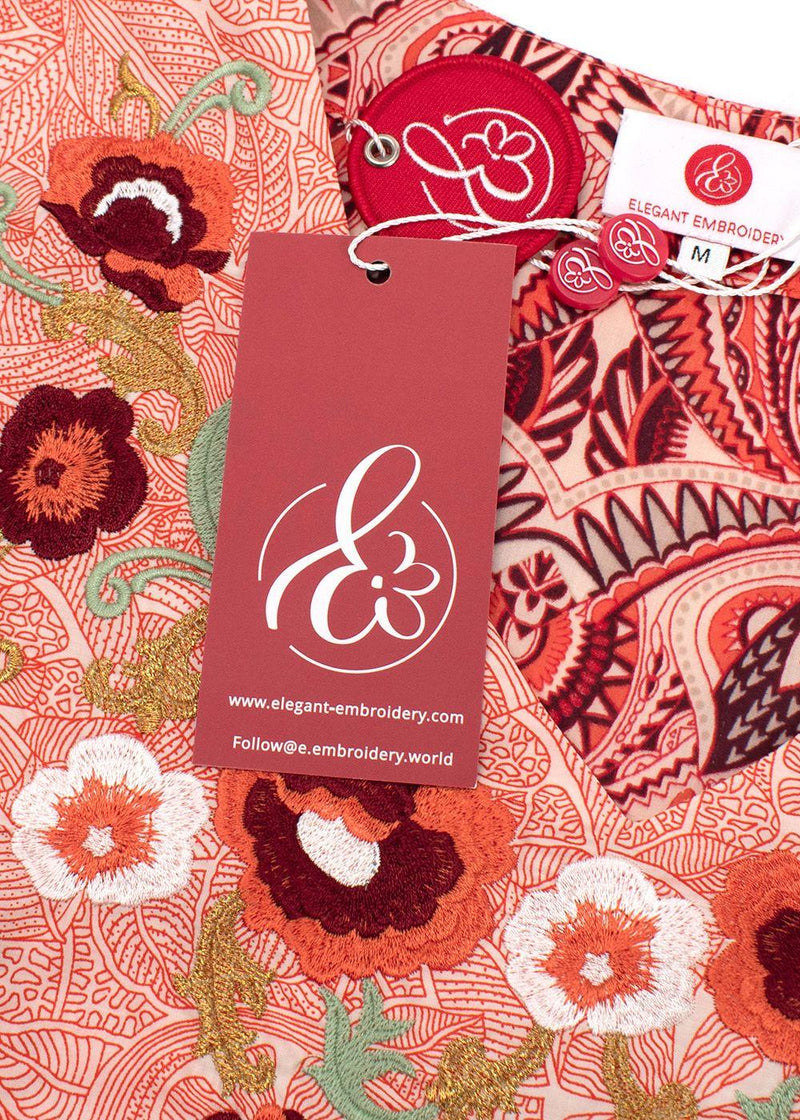 Elegant Embroidery Coral Embroidered Kaftan