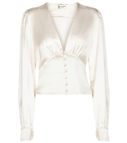 Saint Laurent Cream Silk Blouse