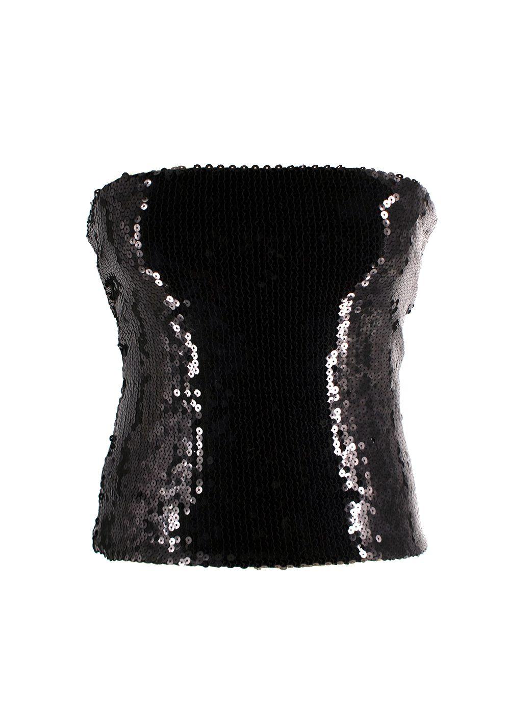 Alexander Vauthier Black Sequin Bandeau Top