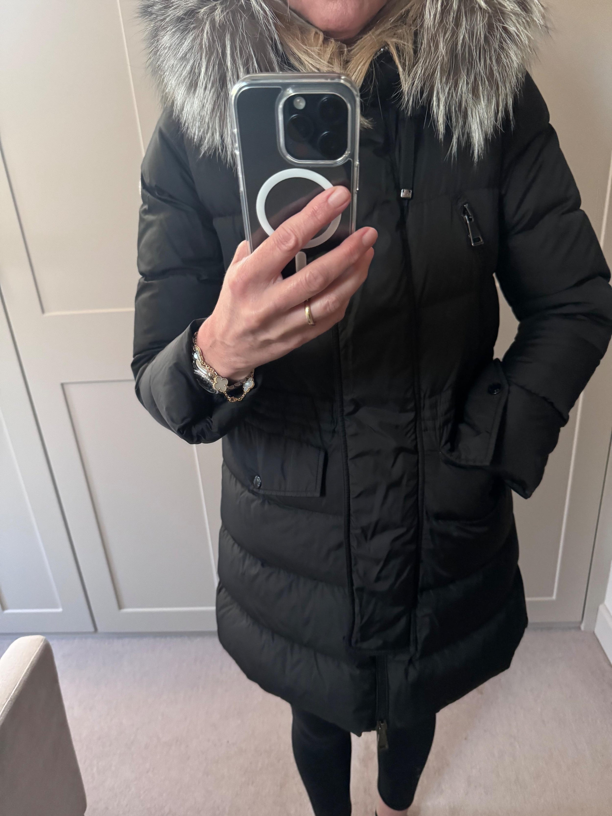 Moncler Black Fur Hooded Coat